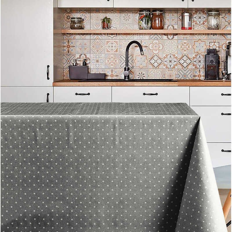Knowle Rectangle Dots Polyester Tablecloth, Gray