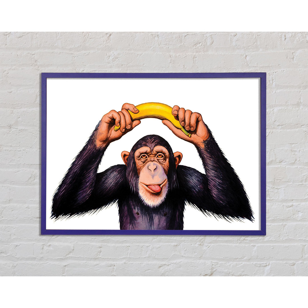 Ralphs Cheeky Banana Monkey Gerahmter Druck Wandkunst