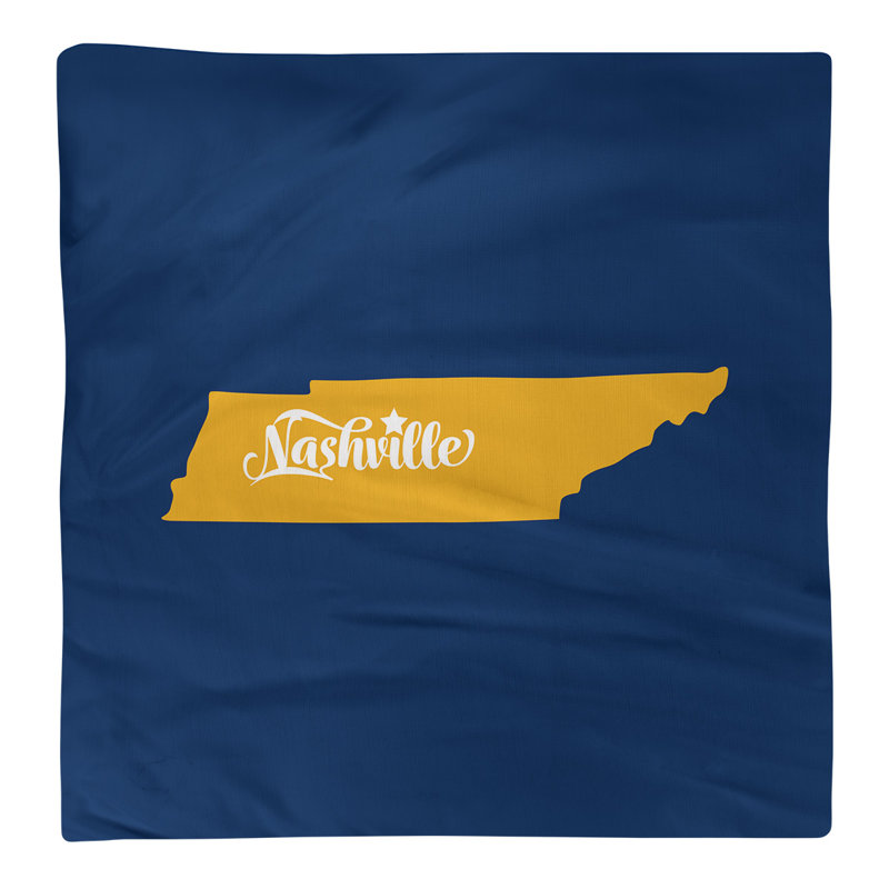 Polyester, Cotton Cities & Maps Square Napkin, Navy/Yellow, 10" W x 10" D, Cotton