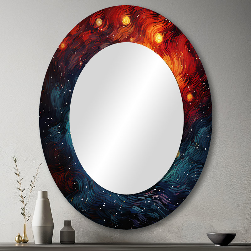 Colorful Storm Whirling Kaleidoscope I - Multi-Color Oval Wall Mirror Decor, 43" x 33"