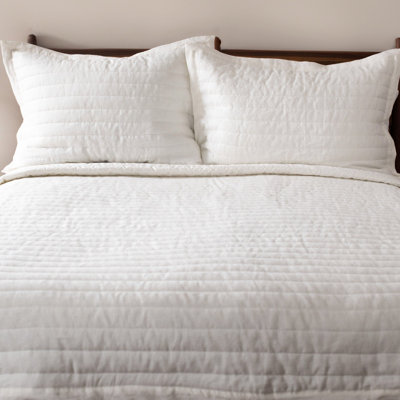 French Linen Channel Stitch Quilt & Sham Set - King/Cal King - Matcha