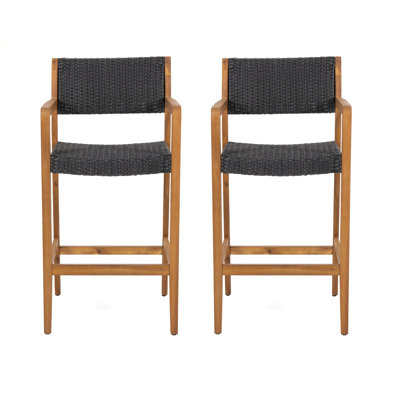 GENESEE WICKER & WOOD BAR STOOL