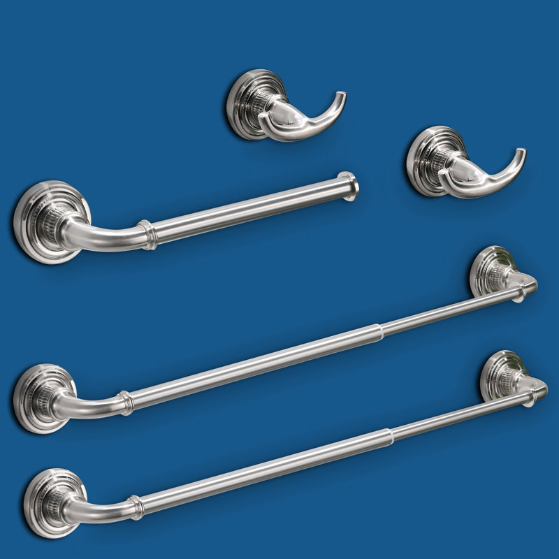 Quincaillerie de salle de bain 5 pièces, ensemble d'accessoires muraux, Nickel brossé