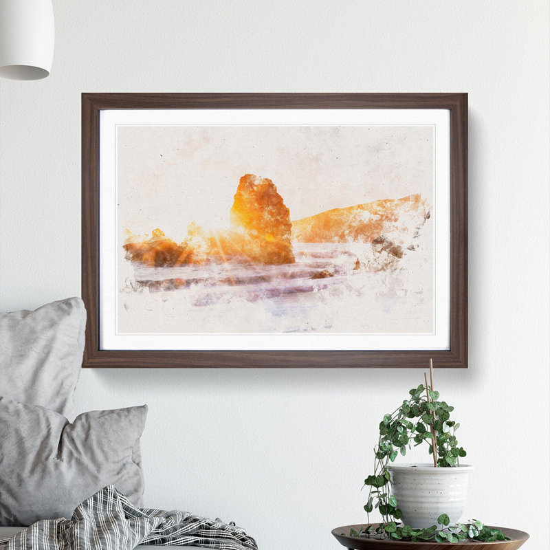 Sunlight over Rodeo Beach - Picture Frame Graphic Art Print, Walnut Framed, 24cm H x 33cm W x 2cm D