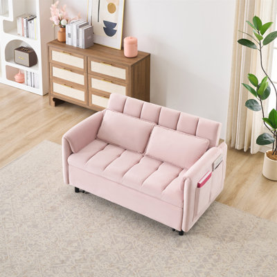 Sleeper Sofa, Convertible Sofa, Recliner, Bed, 3-In-1, 3-Position Adjustable Backrest, 2-Seater Sectional, Two Side Pockets, 2 Pillows