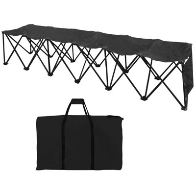 Banc de sport pliable noir portatif 6 places extérieur imperméable avec sac de transport