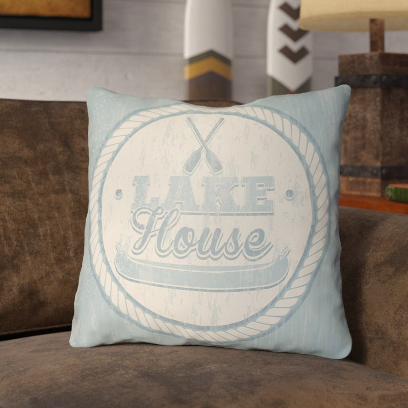 Litchfield Lake Reversible Throw Pillow, 22" H x 22" W, Light Blue/Ivory