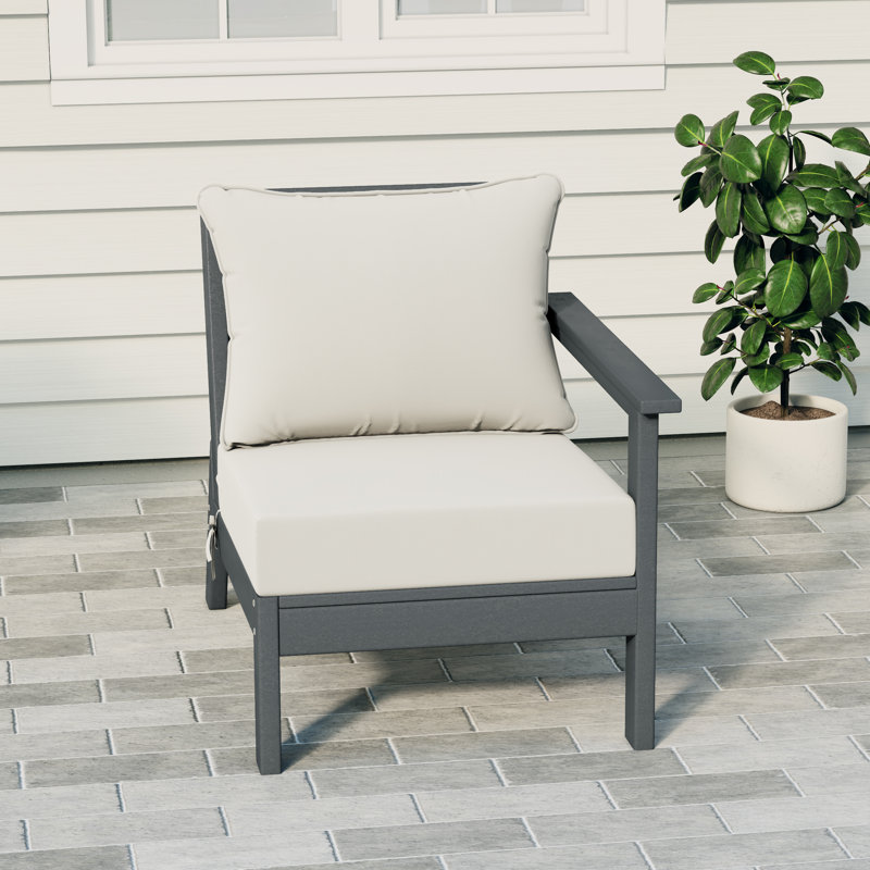 Deep Seating Right Arm Chair With Cushions, White, Gray