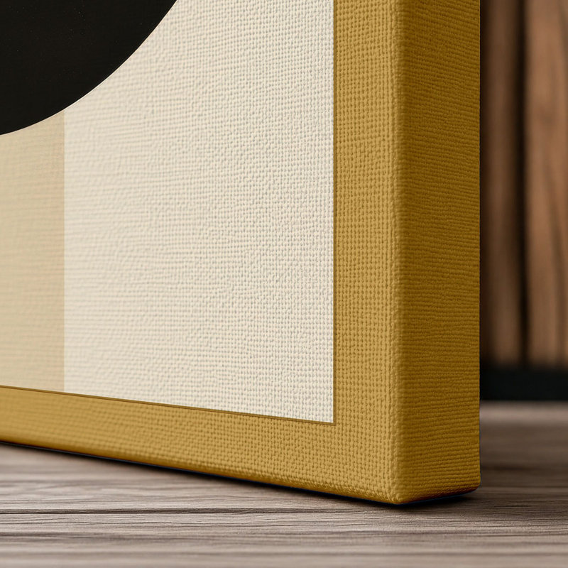 Curved Geometry Geometric - Wrapped Canvas, 18x12 - 45.7 x 30.5 cm, Ochre Border