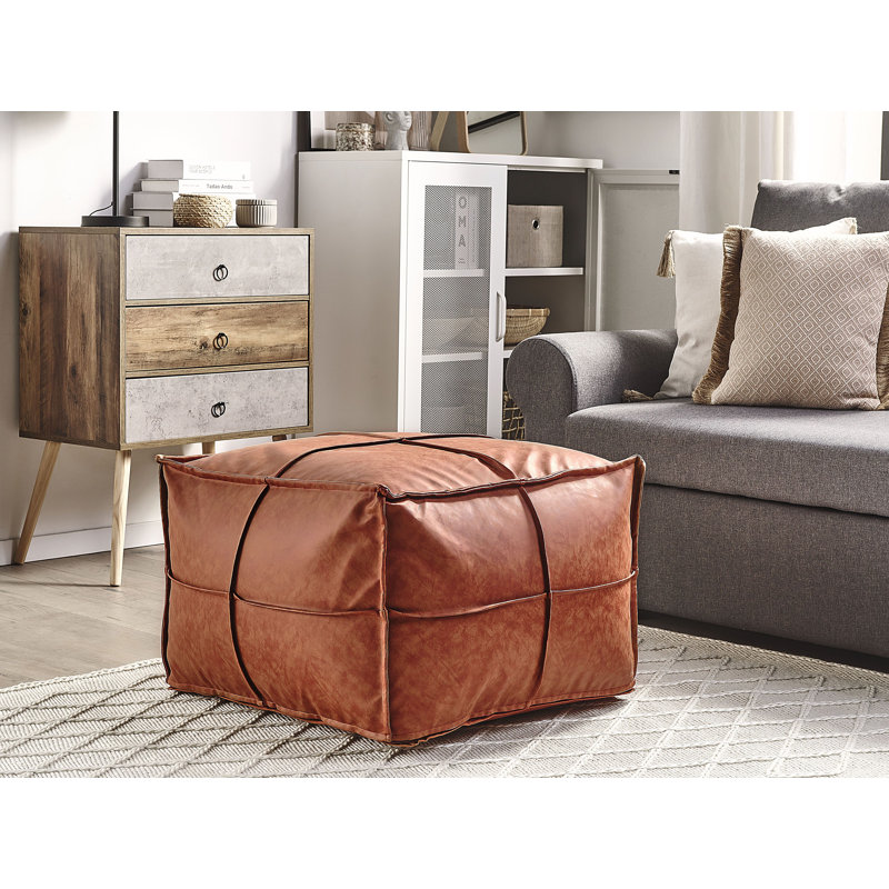 Kathleen 73cm Wide Faux Leather Square Solid Colour Pouffe Ottoman