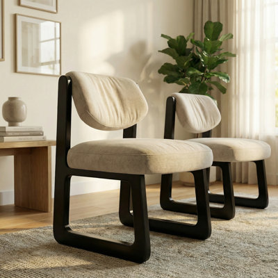 Chaise rembourrée moderne de 21 po avec dossier réglable, structure en bois massif (finition noire), chaise décorative confortable, convient aux salles à manger ou aux bureaux à domicile, offerte en ensemble de 2