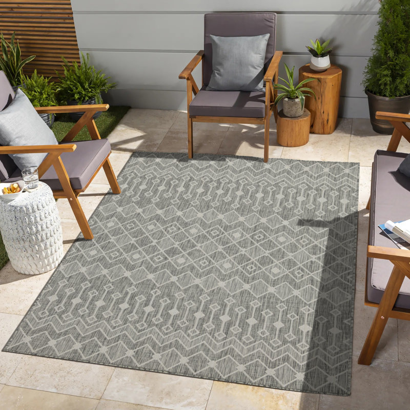 Sunshine GC_HAR2021 Silver 5 Ft. 3 In. X 7 Ft. 3 In. Indoor/Outdoor Area Rug