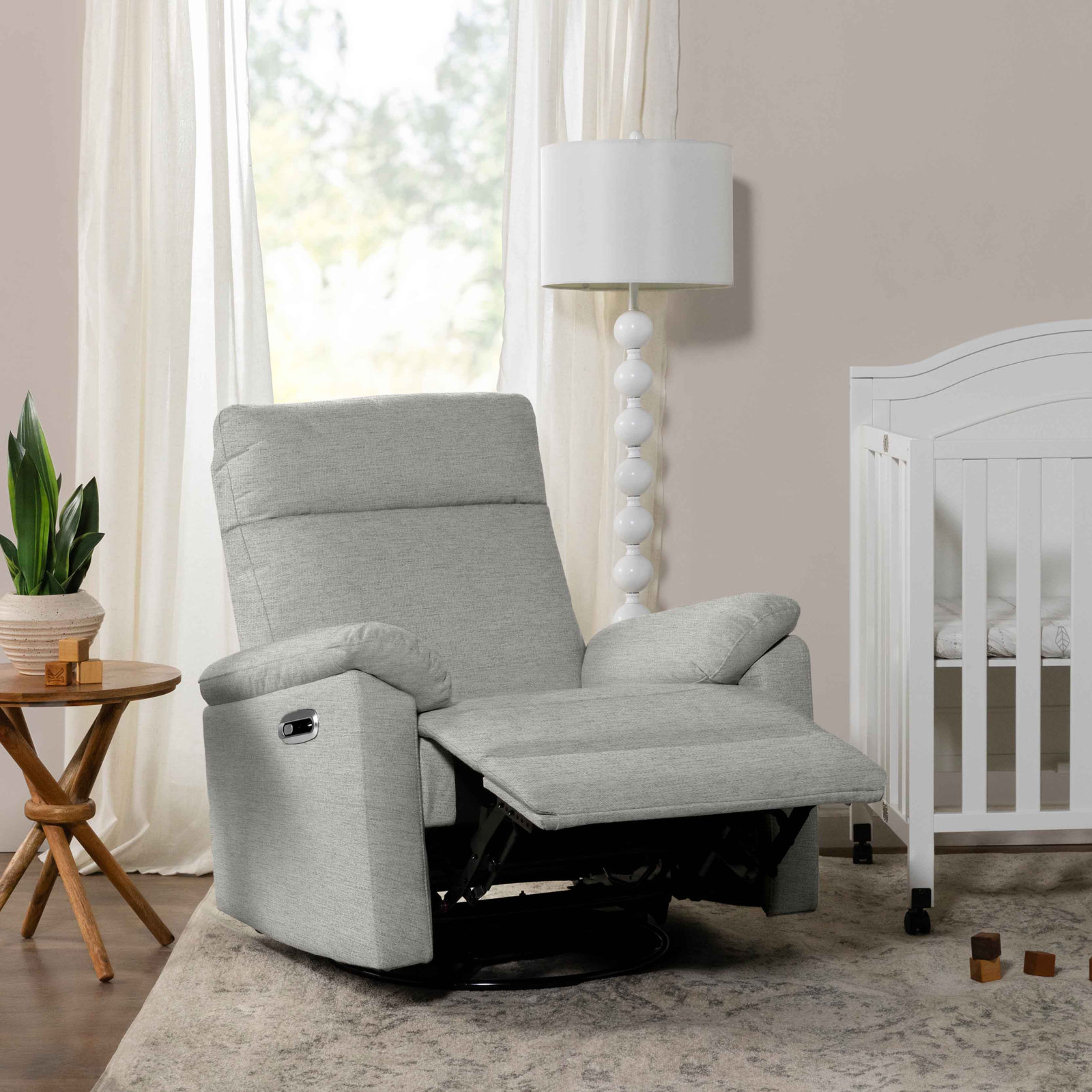 Suzy Electronic Recliner and Swivel Glider, Frost Gray