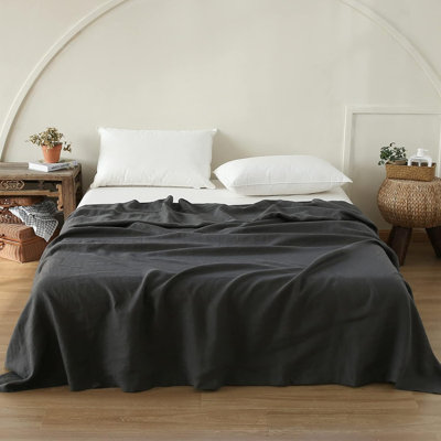 French Flat Sheet With Embroidered Border-100% Stone Washed Flax Bedding