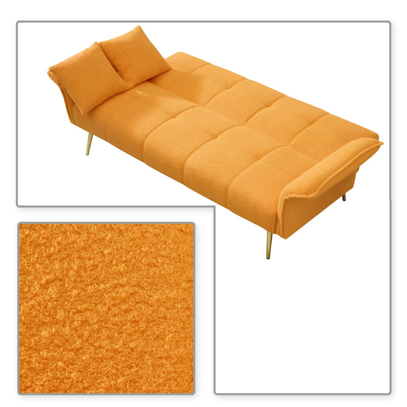 Canapé-lit convertible en tissu avec accoudoirs pliables Modren Teddy, Peluche jaune