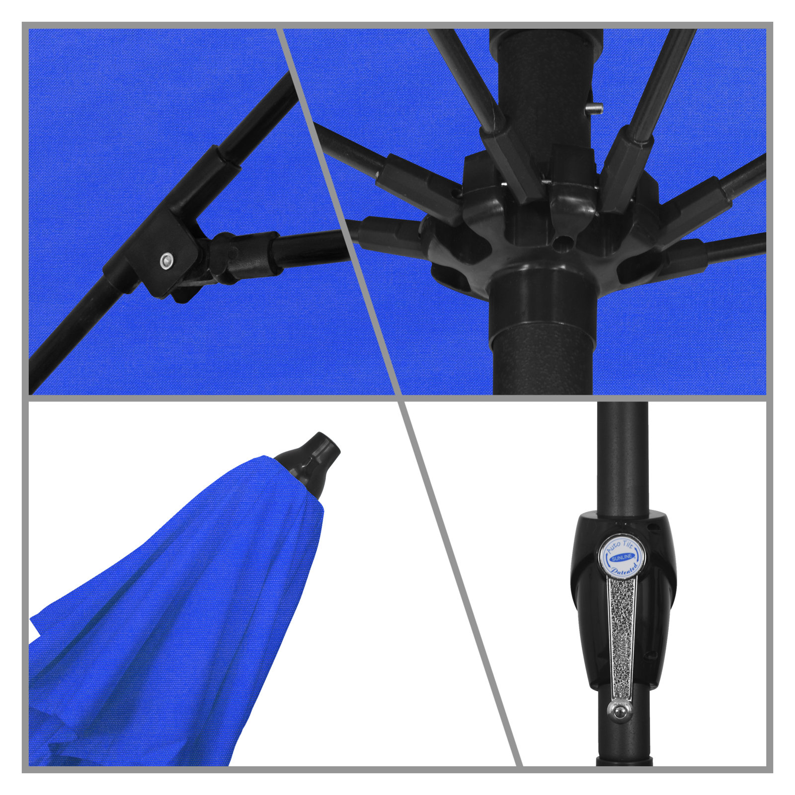 Gino 7.5' Market Sunbrella Umbrella, Canvas Pacific Blue Sunbrella® Canvas