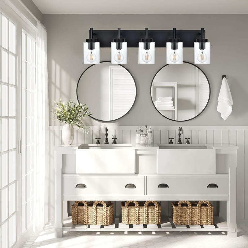 Modern Bathroom Vanity Light Fixture Brushed Nickel Wall Sconce With Clear Glass Shades For Bathroom Bedroom Living Room Hallway Over Mirror