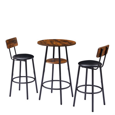 3-Piece Counter Height Round Bar Table Set