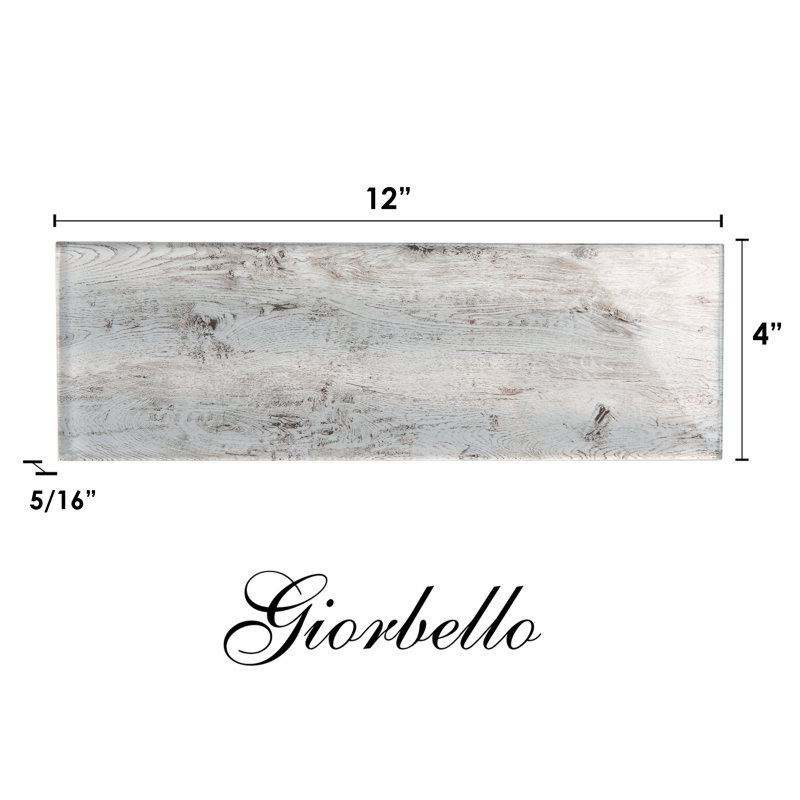 Carreau de verre simple en verre métallique l 4 po x L 12 po, Argent