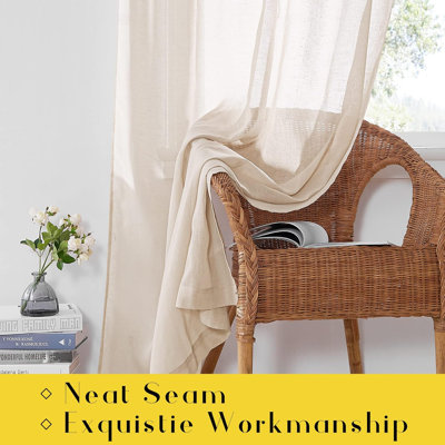 NICETOWN Adjustable Tie Top Curtains, Lovely Privacy with Light Filtering DIY Semi Sheer Linen Curtains & Drapes for Bedroom/Kids Room, 1 Pair