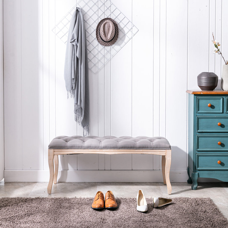 Banc de chambre à coucher pour chambre à coucher, salon, salle à manger, Gris, Gris