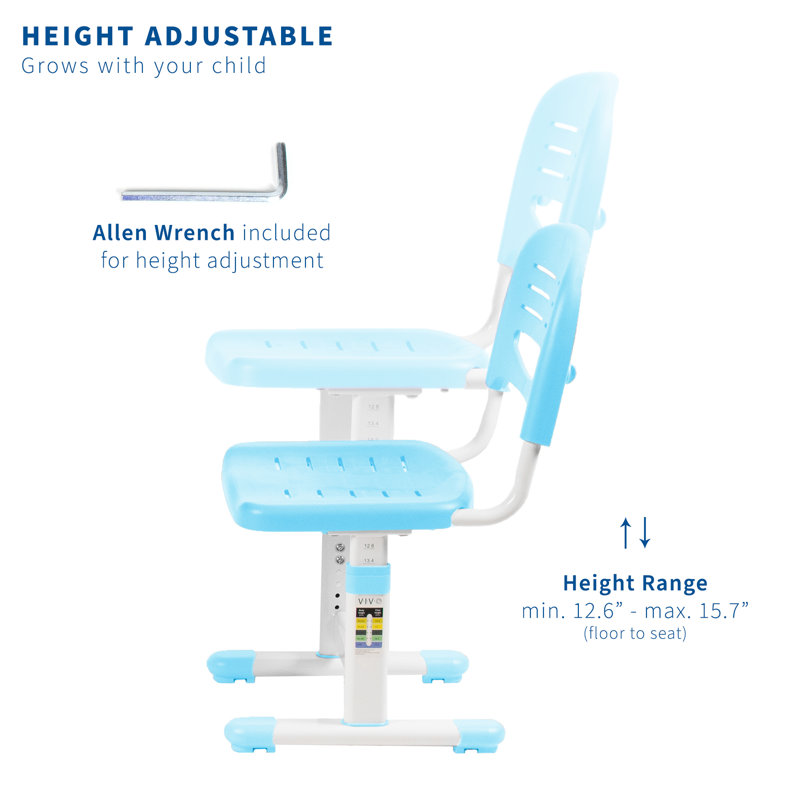 Kids 12.6'' Adjustable Height Desk Or Activity Chair Desk / Activity Chair and Ottoman, Blue