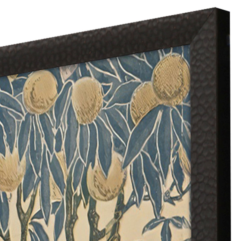 Exotic Elegance Blue and Beige Parrot Poster with Black Frame