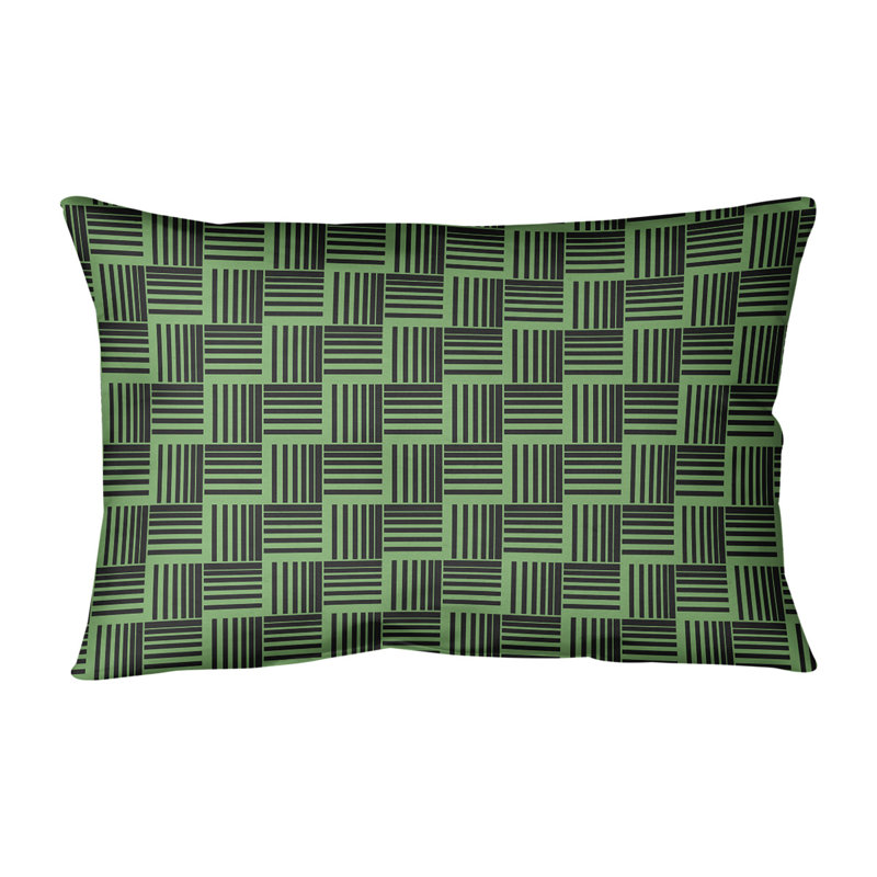 Coussin lombaire à rayures classiques Baskettressées, H 14 po x l 20 po, Pas de bourre, Vert foncé/noir