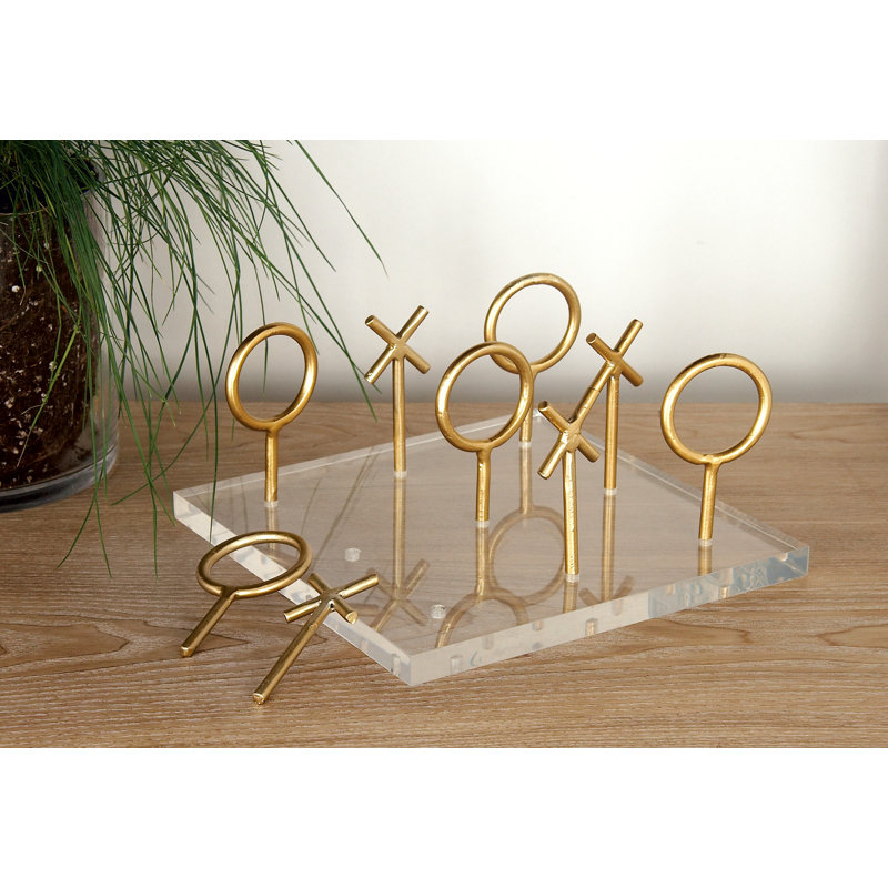 Gold and Clear Acrylic Tic Tac Toe Game Set