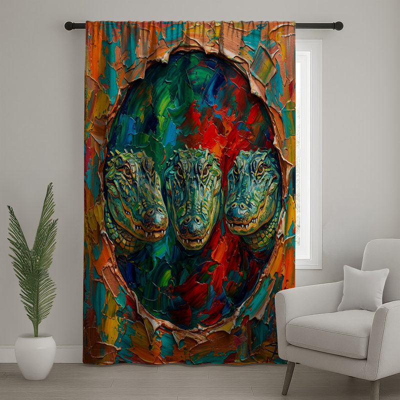 Triangle abstrait crocodile, rideaux occultant et occultant - 1 panneau, Blockout, 50" x 80" - 1 Panel