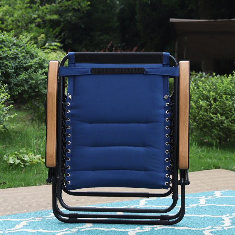 Très grand fauteuil inclinable zéro gravité avec coussin Syril, Bleu