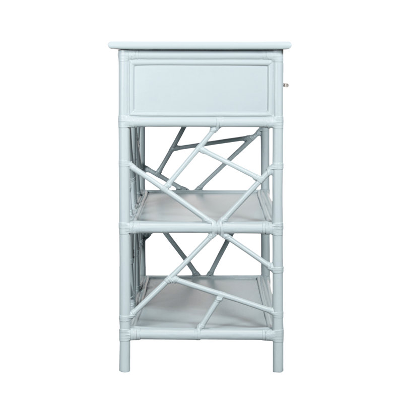 End Table with Storage, Light Blue