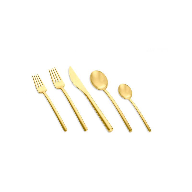 5 - Piece Stainless Steel Flatware Set - Service for 1, Ice Gold