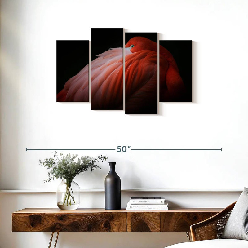 Brampt timide flamant rose, H 22 po x l 36 po