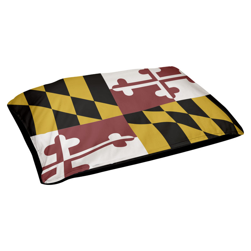 Coussin stylisé à l’drapeau maryland Burien, L 32,5 po x l 42,5 po, Noir