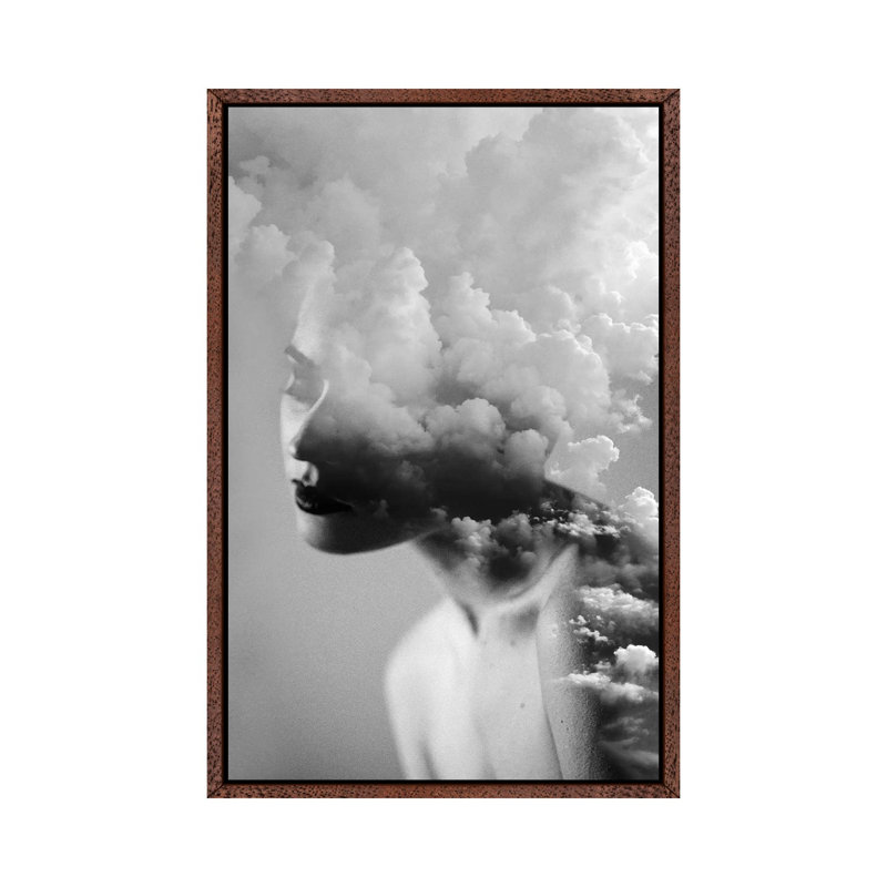 Cloudy Mind - Print on Canvas, 66.04cm H x 45.72cm W x 3.81cm D, Classic Brown Wood Framed