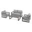 Ensemble de conversation d'extérieur en aluminium 4 pièces avec causeuse, coussins gris et table basse Adden-122879144-122881293