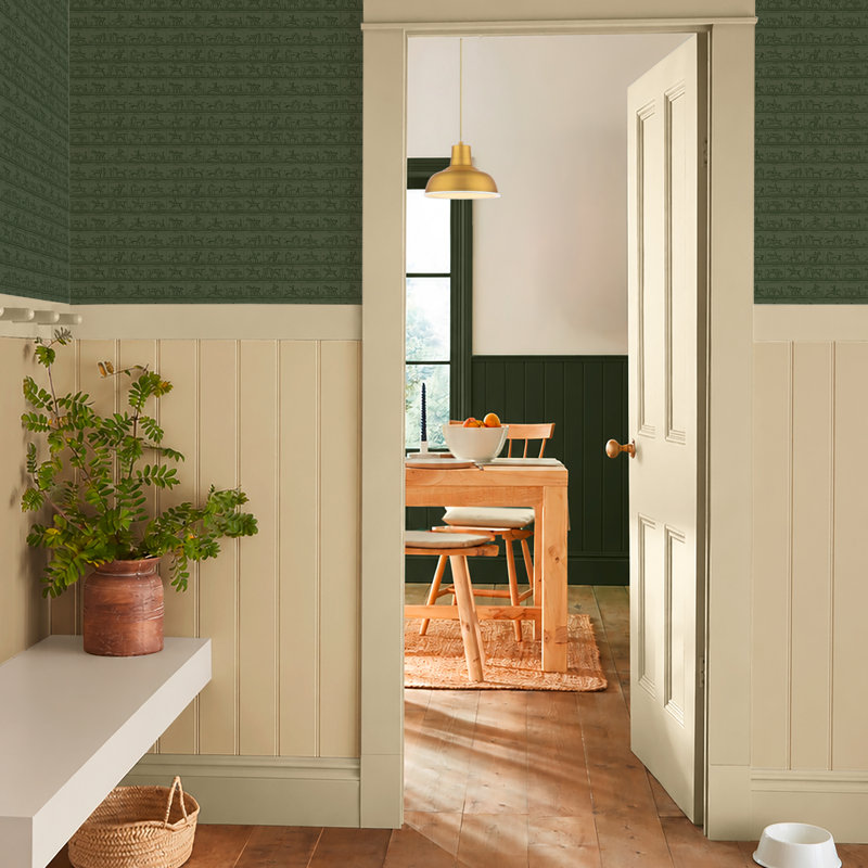 Joules Horse Grid Green Wallpaper