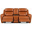 Canapé inclinable électrique deux places en cuir véritable, couleur caramel-1256115991