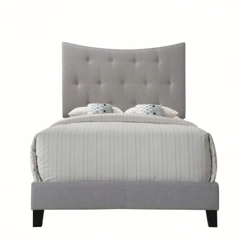 Grand lit en tissu gris Venacha