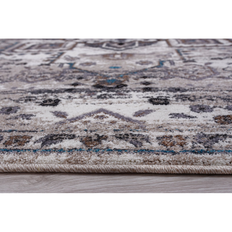 Tapis oriental crème / gris Mangassa, Rectangle 5 pi 2 po x 7 pi 5 po