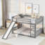 Full Over Full Bunk Bed With Slide And Ladder In Grey Colour