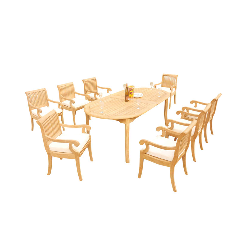 Ensemble repas 9 pièces teck Massenburg