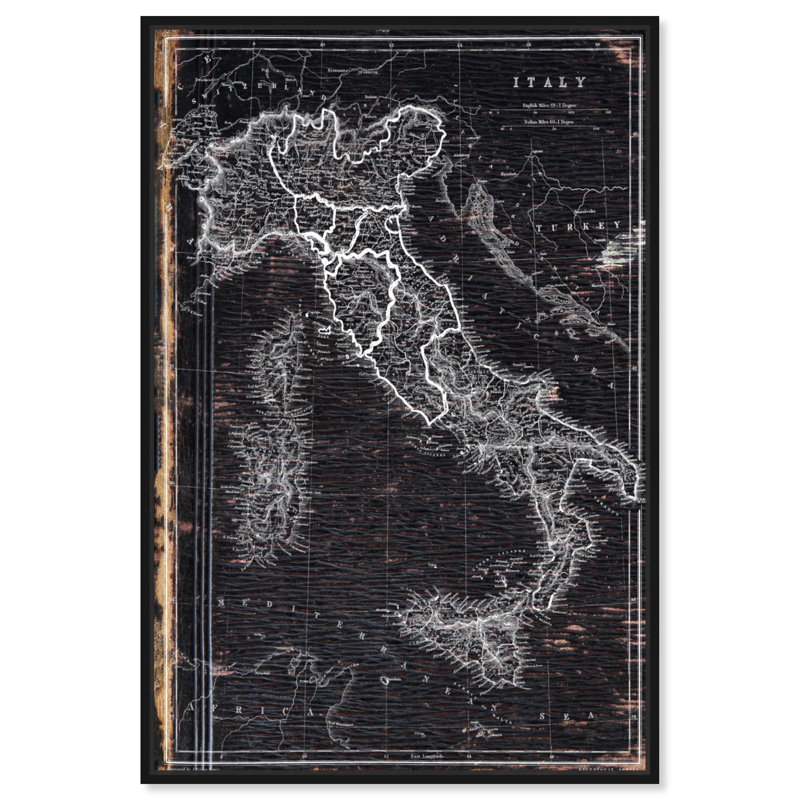 « map of italie 1873 », impression sur toile, H 16 po x l 24 po, Cadre noir