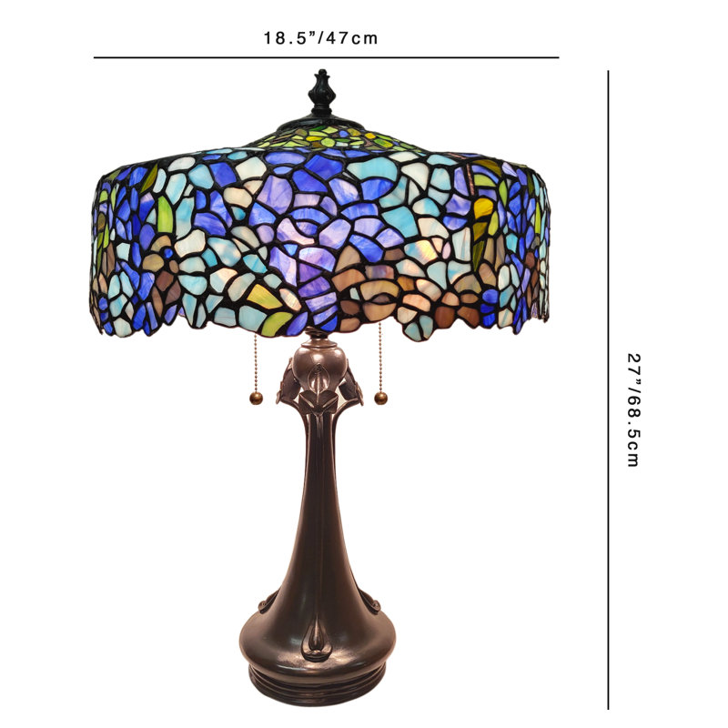 27" Multicolor Stained Glass Table Lamp with Oil Rubbed Base