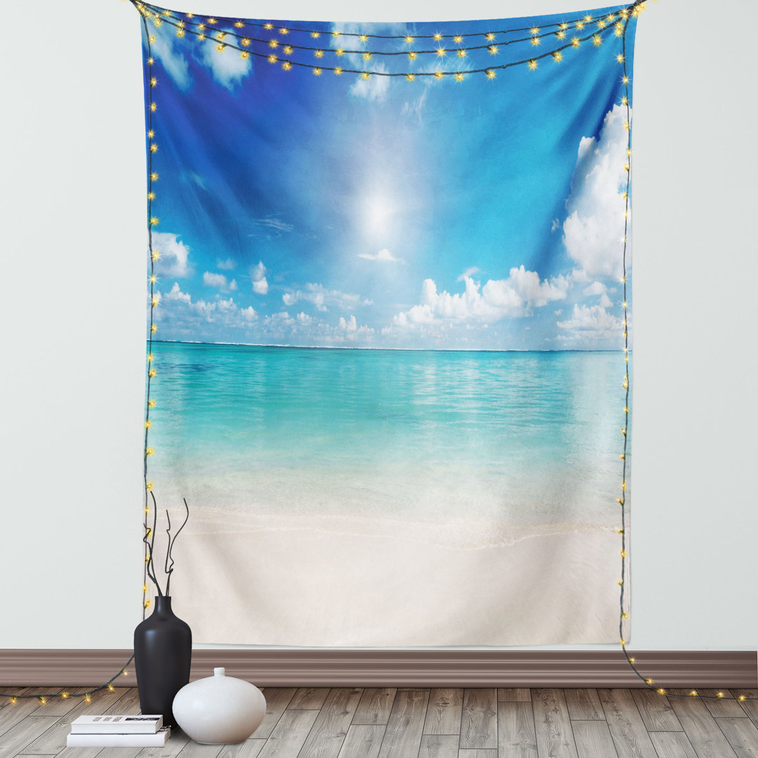 Tapisserie Himmel und Meer Landschaft Sand Tropical Beach Wolken Sonne Hot Heaven