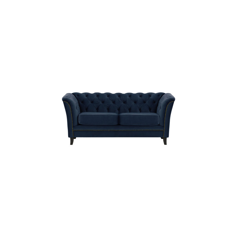 Cassie 2 Seater Velvet Sofa, Black, Navy