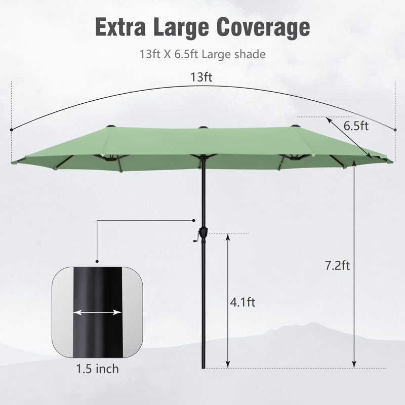 Parasol de marché rectangulaire 13 pi Aletse, Vert menthe
