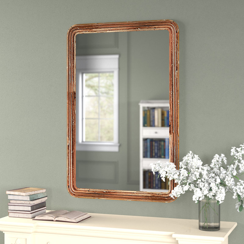 Haneen Distressed Wood Wall Mirror