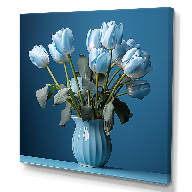 Bleu azur tulipes bleues II, H 36 po x l 36 po x P 1,5 po, Toile tendue